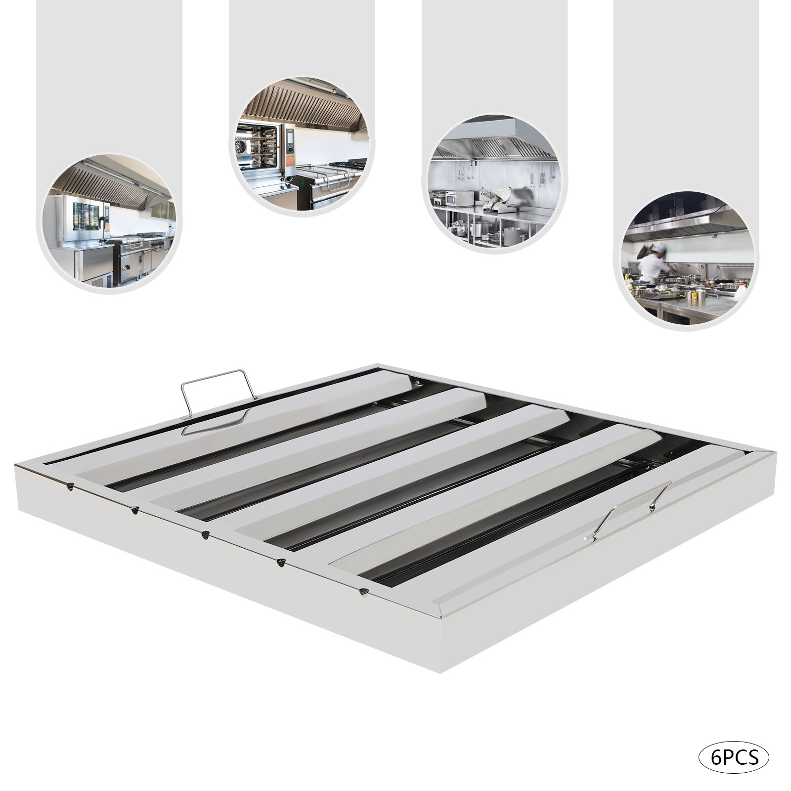 20"X20" Commercial Hood Filters 6 Pcs Stainless Steel Hood Grease Filter Baffle