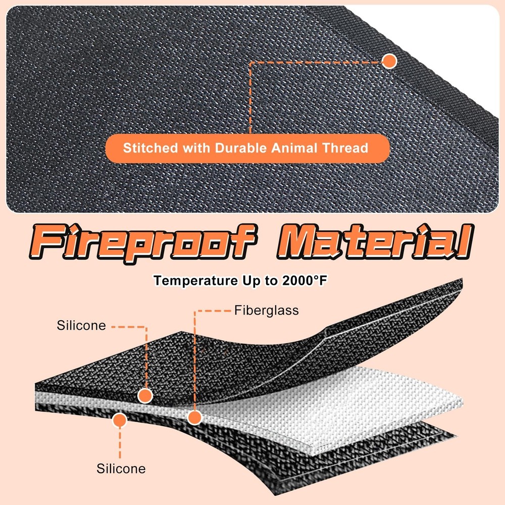 Fireplace Mat Hearth Rug Fireproof Fireplace Floor Mat Fireproof Rug for Fire...