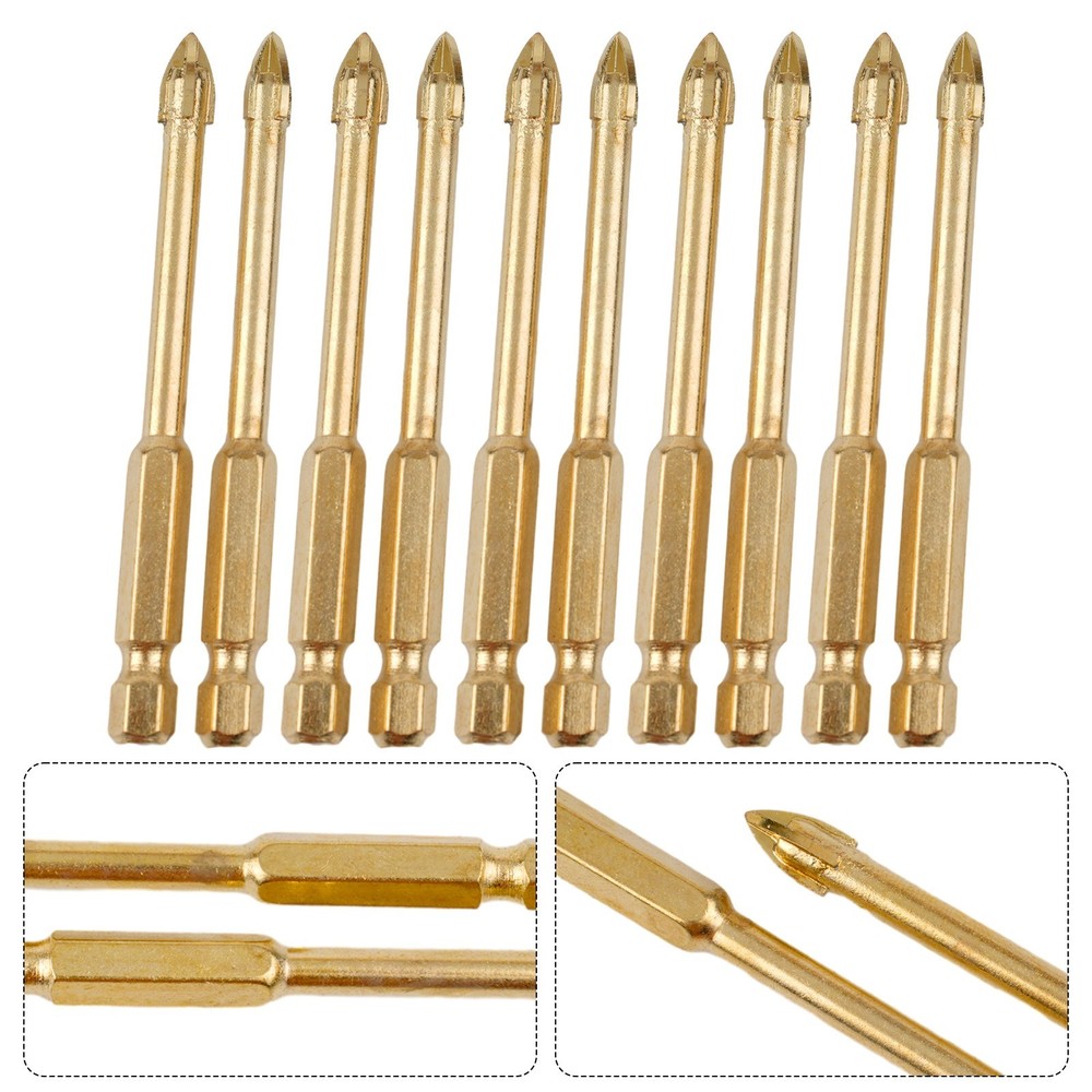 10pcs/set 6mm Drill Bits Hex Shank Kit For Titanium Ceramic Tile Marble Glass