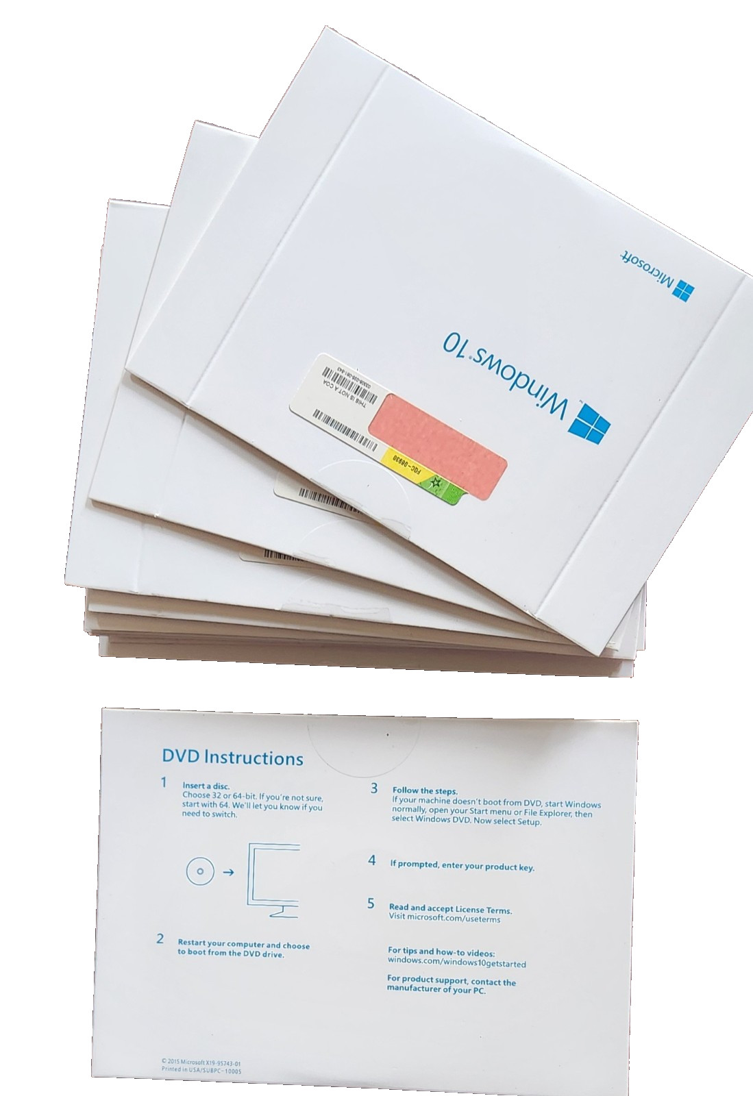 Windows 10 Pro (FQC-08930 64/32-bit OEI DSP) DVD + License Key - Factory Sealed