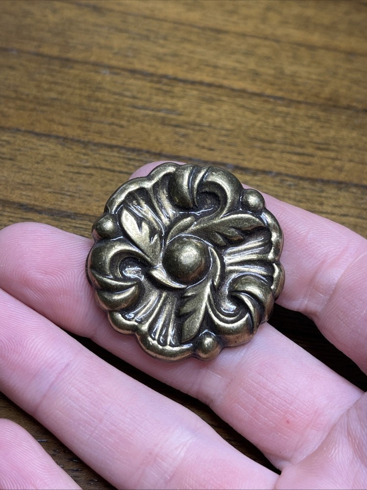 (3) Vtg Ornate MCM Amerock Brass Drawer Knobs Pulls Mixed Lot