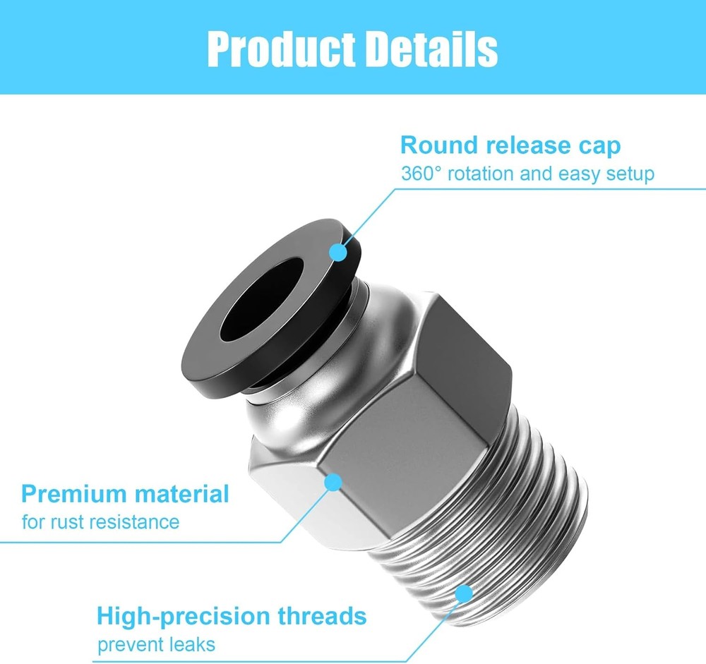 PC4 M10 Pneumatic Fitting 10PCS PTFE Tube Push Connector 3D Printer