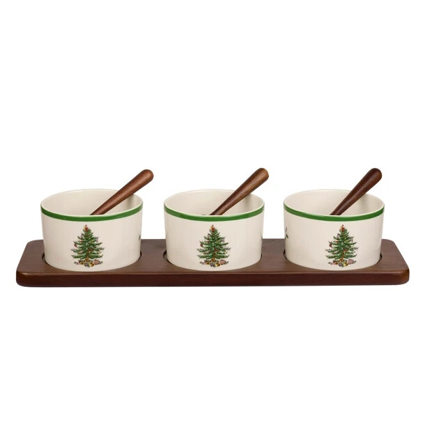 NEW in BOX Spode Christmas Tree 7-Piece Condiment Set