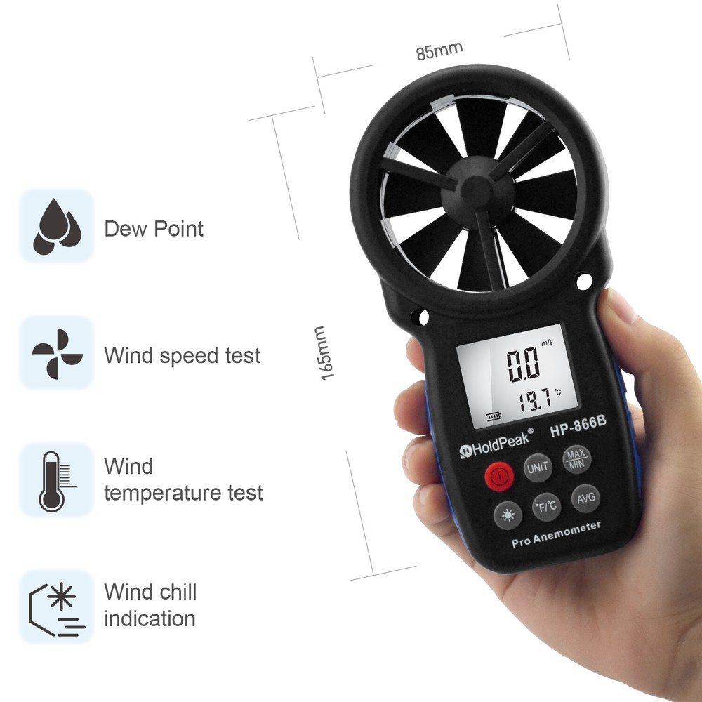 Digital Anemometer Wind Speed Meter Wind Measuring Air Flow Meter Velometer