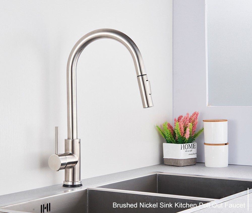 Touch Sensor Kitchen Sink Faucet Pull Out Sprayer Mixer Tap Brushed Nickel