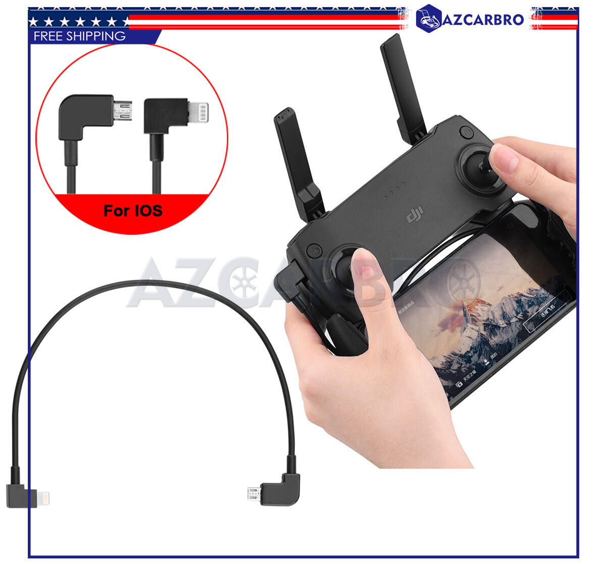 For DJI Mavic Mini Controller to IOS iPhone / iPad Lightning OTG Micro USB Cable