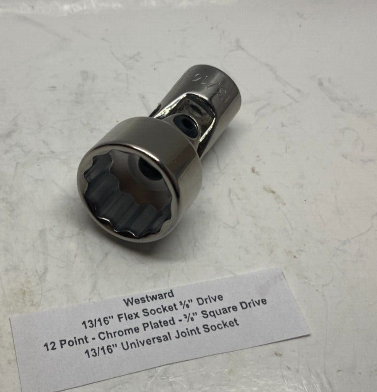 Westward 13/16" Flex Socket (12 Point 3/8" Drive) 13/16" Universal Joint Socket