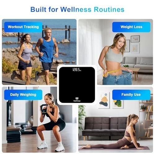 High-Precision Digital Bathroom Scale - 400lb Capacity, LED Display, 4-Sensor Ac