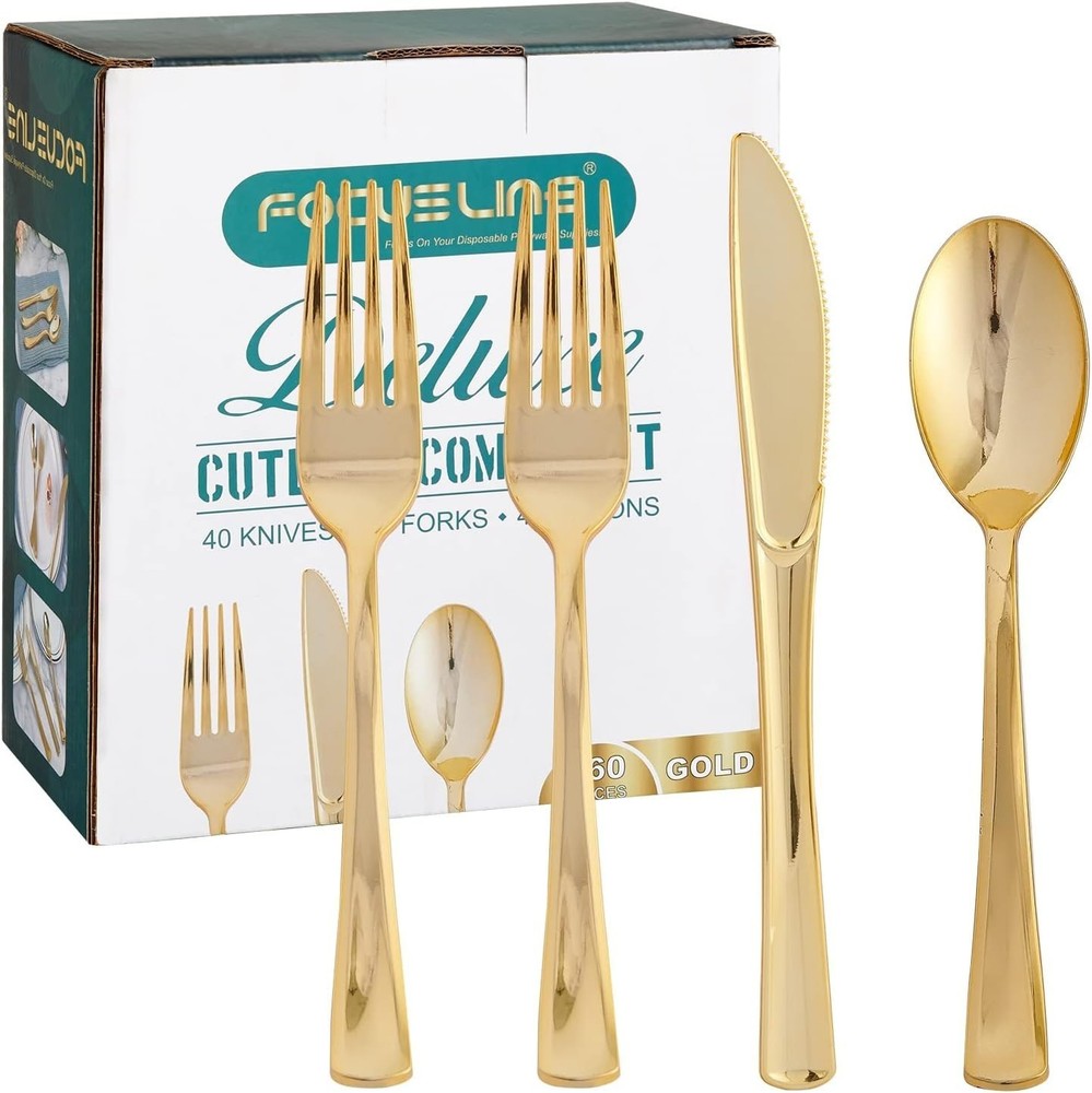 160 Pack Silver Plastic Silverware Set Plastic Flatware Set- 80 Silver Forks