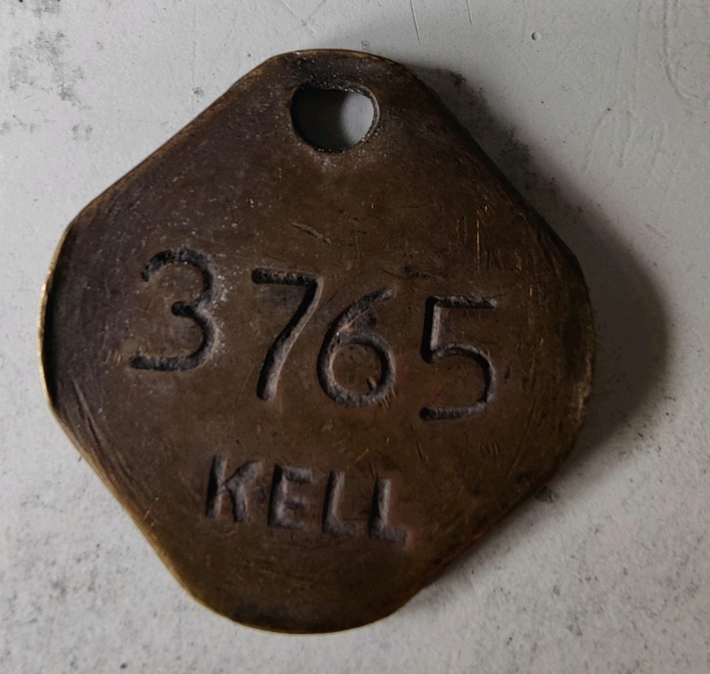 Kellingley Colliery Pit Check Tally Token marked Kell 3765