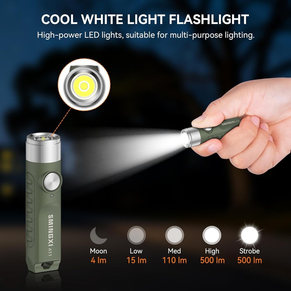 A11 500 Lumen Rechargeable Keychain Flashlight Mini Waterproof EDC