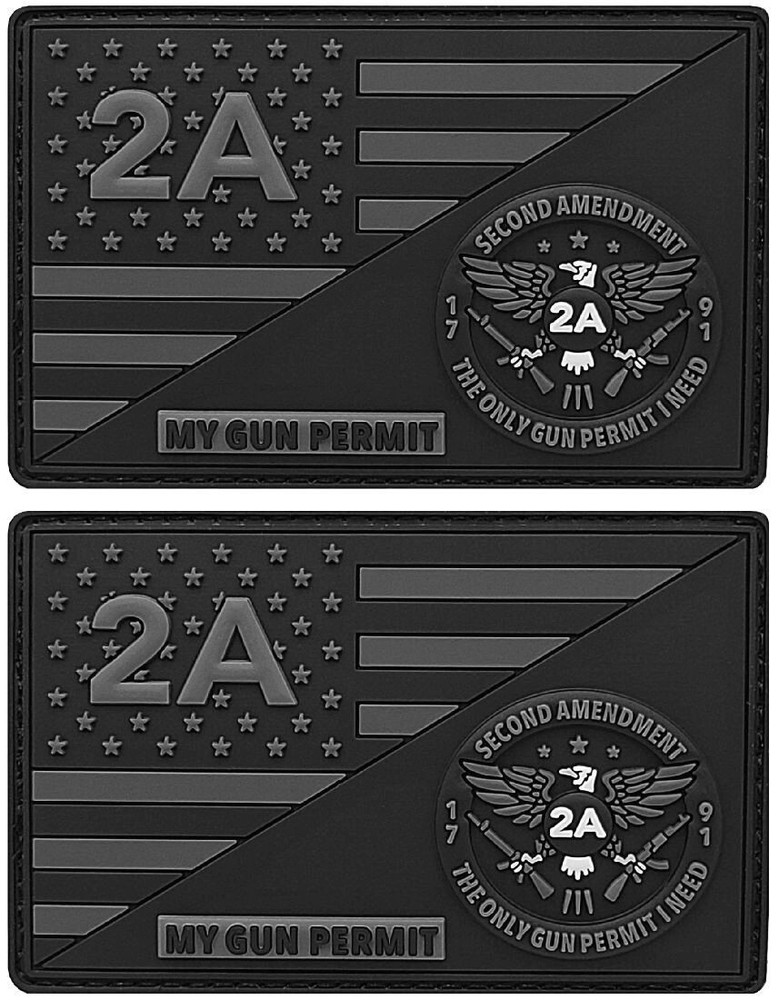 My Gun Permit 2nd Amendment Eagle Guns 2A 1791 PVC PATCH | 2PC  HOOK  3.5" X 2"