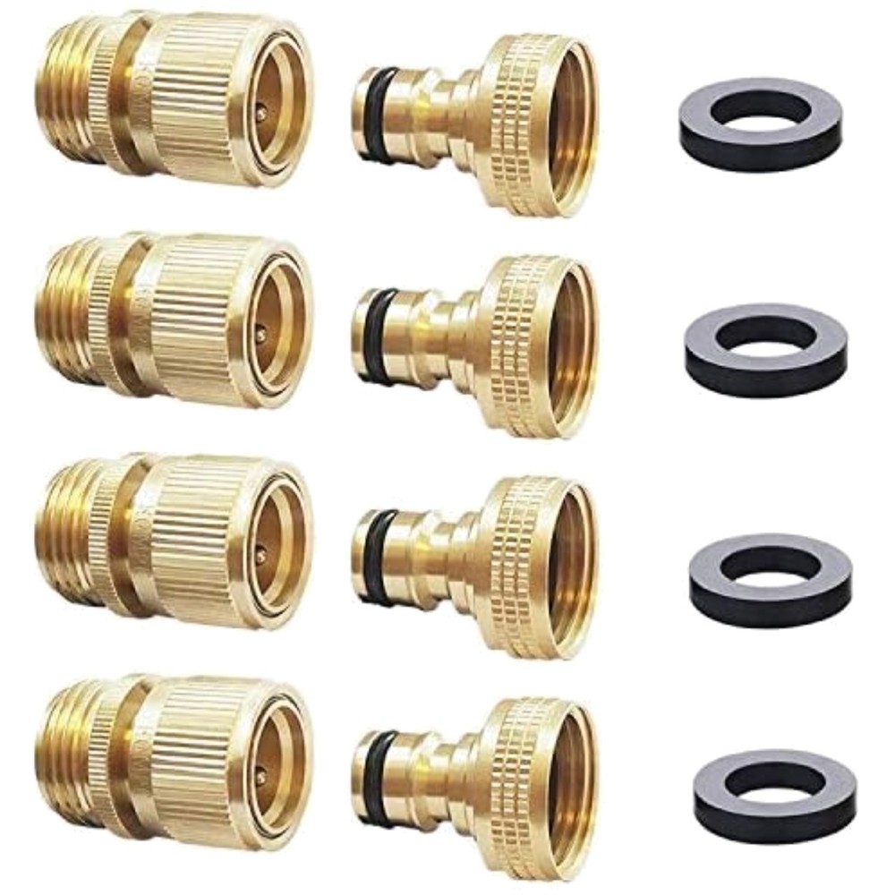 Solid Brass Garden Hose Quick Connect Set
