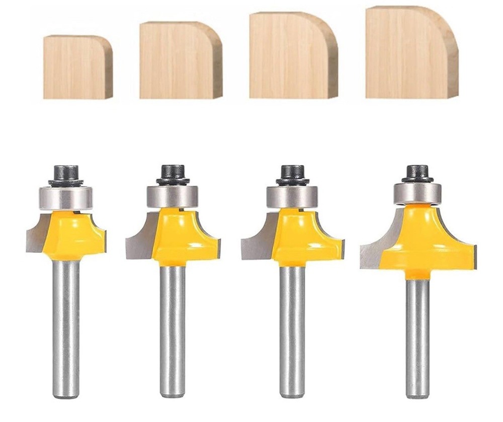 Roundover Router Bit Set，4pcs Router bit Set，1/4 inch Shank