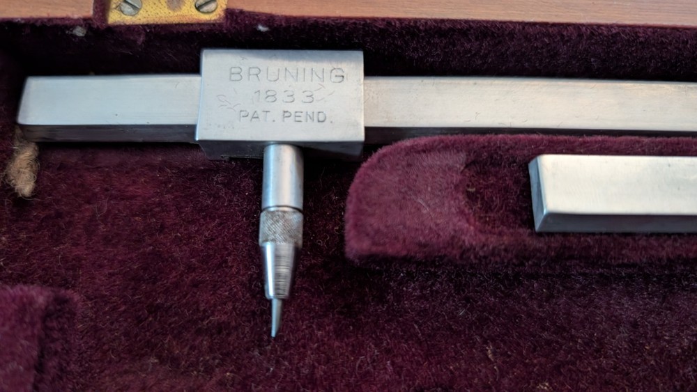 Vintage Bruning U.S.A 13" & 8" Beam Compass Drafting Tool