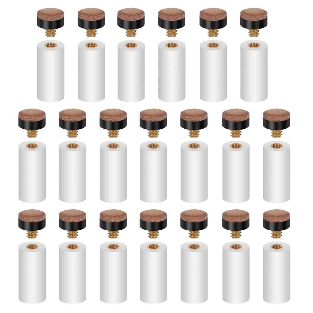 20 Set Billiard Cue Tips, 20PCS White Ferrules, Screw On Tips, Pool Stick