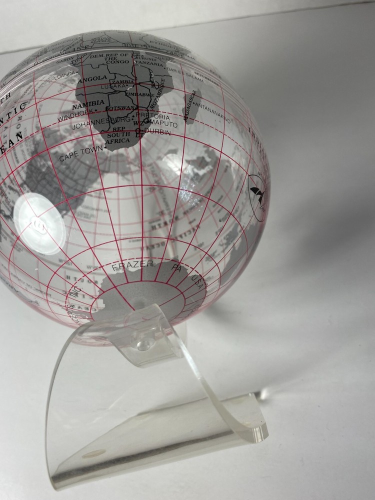 2002 Spherical Concepts 8" Clear World Globe Acrylic Stand Desk Globe