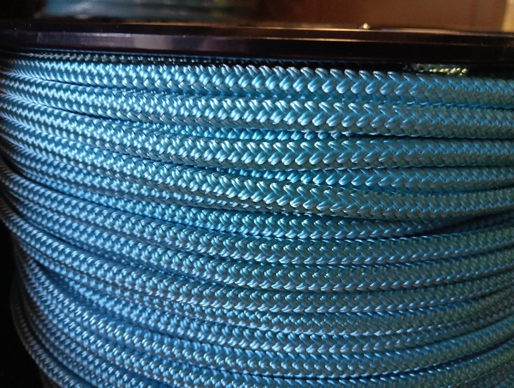 1/4 x 100 ft. Double Braid-Yacht Braid polyester rope. Light Blue