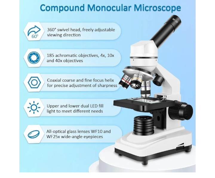 Microscope,40X-2000X Microscope with Phone Adapter & Slides Set,Suitable for...