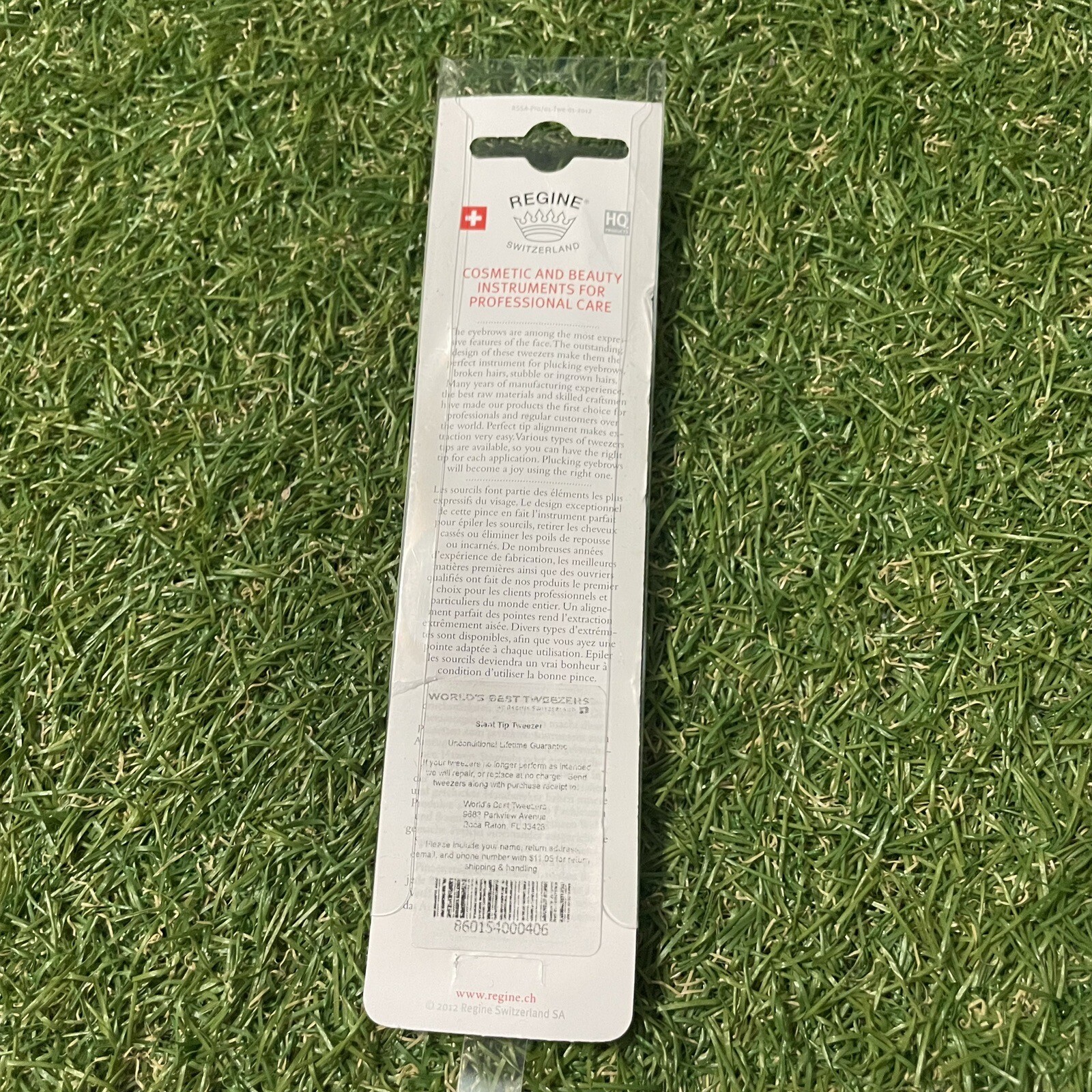 Regine Slant Tweezer Handmade in Switzerland Stainless Steel Etched Tip