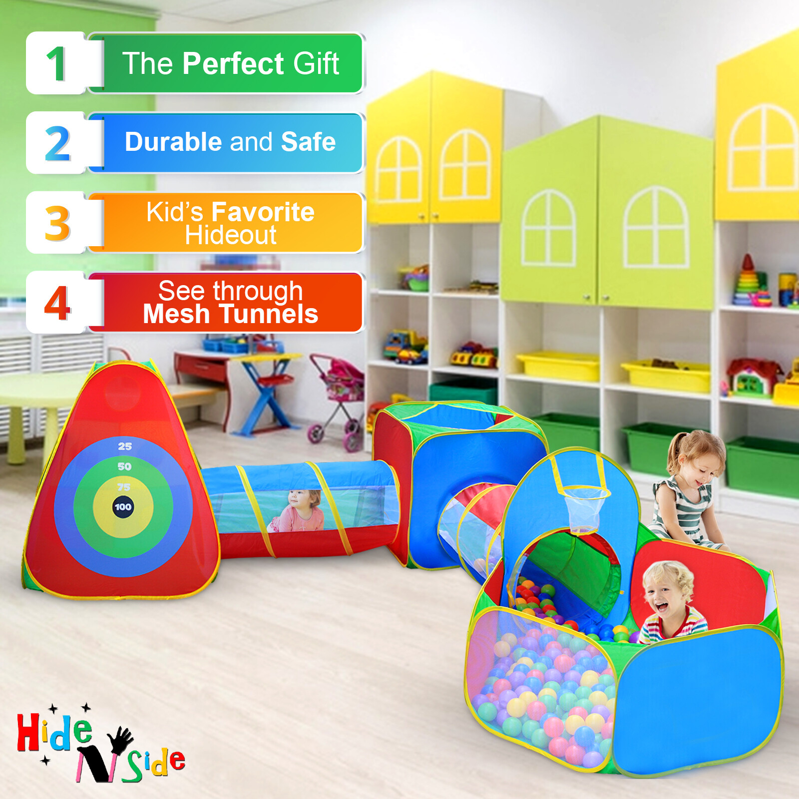 Gift Kids Ball Pit Play House Tents, Tunnels, Boys Dart/Target Wall FAST SHIP!