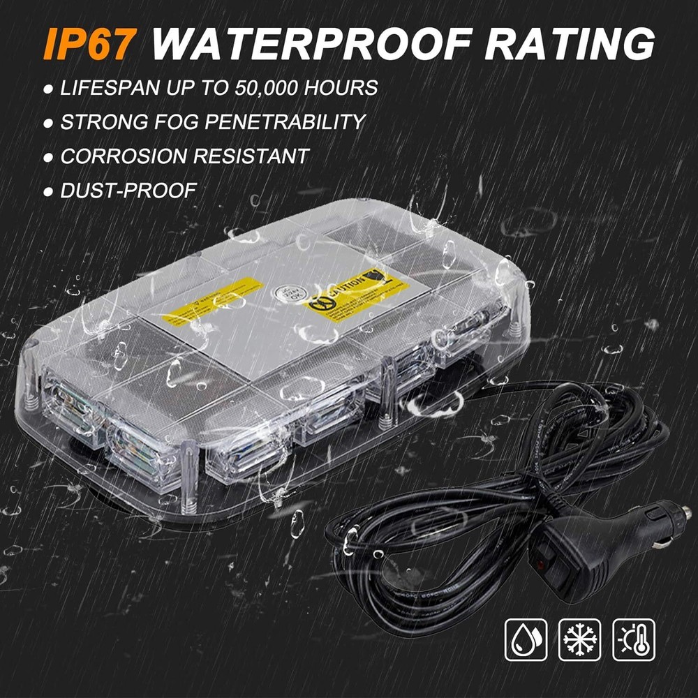 1pc LED Strobe Beacon Light Rooftop Emergency Warning Hazard White Amber NEW