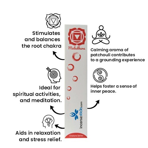Muladhara Incense 8" inch 12 Sticks Pack: 1 Pack