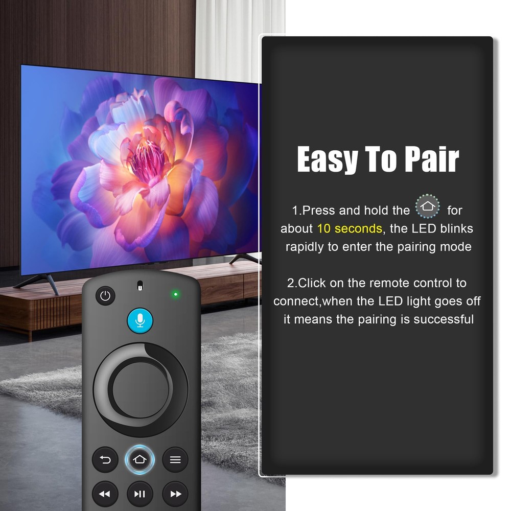 Replacement Voice Remote Control Compatible with Fire Smart TV white button