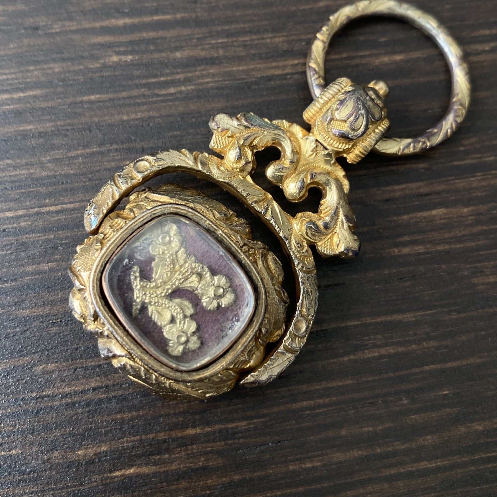 Antique Georgian or Victorian Large Double Sided Gold Tone Watch Fob