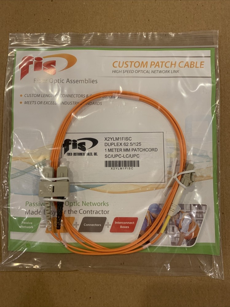 FIS Fiber Optic Patch Cable, Multimode MM, LC/UPC to SC/UPC -- 1 Meter
