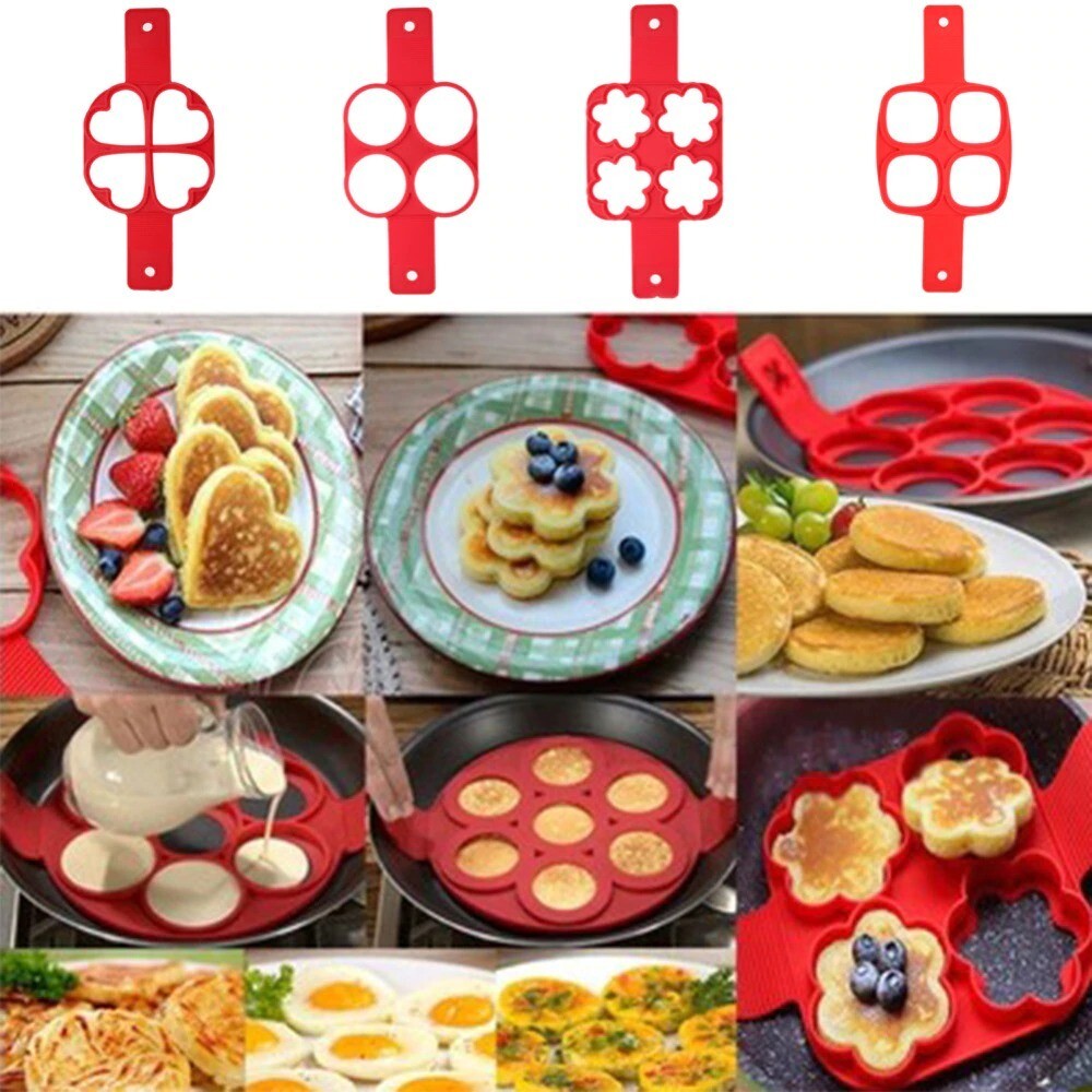 7 & 4 Holes Silicone Mold Pancake Maker Nonstick Egg Ring Shape New Kitchen Tool