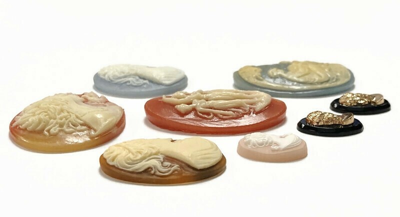 15 Vintage Acrylic Cameos (Hong Kong, Japan, West German) DIY Jewelry Making C81