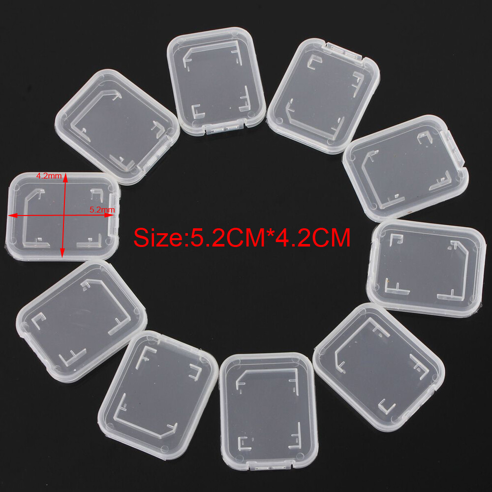 10pcs Transparent Standard SD SDHC Memory Card Case Holder Storage Boxes Plastic
