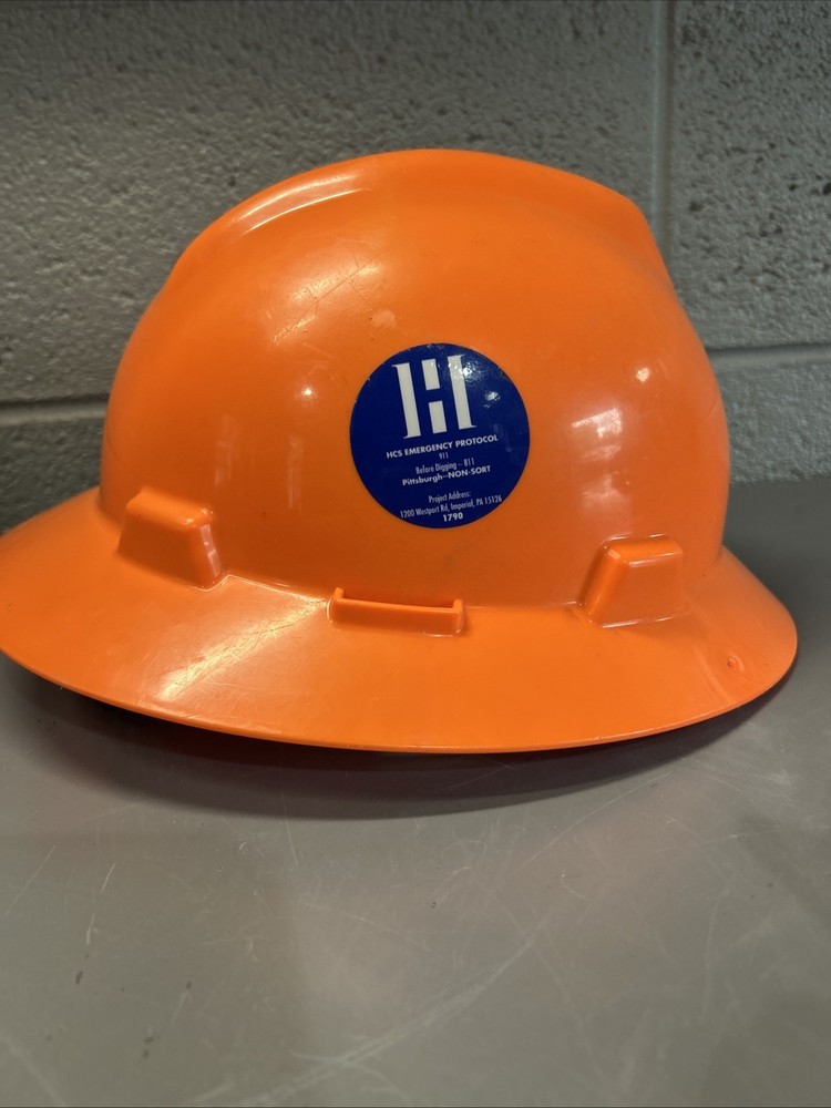 MSA Orange Class E hard hat adjustable Medium V-Guard skullgard ￼