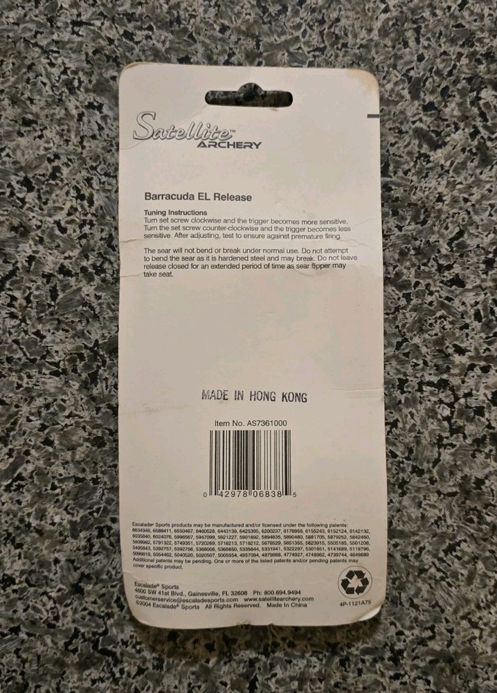 Satellite Archery Golden Touch Barracuda EL Release NOS