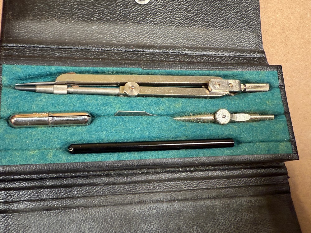 Vintage Waltham Drawing Instruments Small Case Germany Circle Drafting Compass