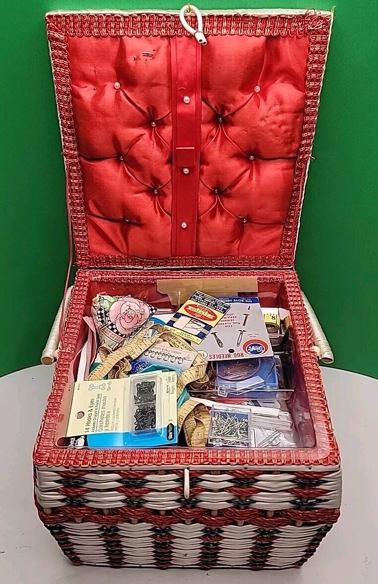 Mixed Lot of Sewing Supplies With Basket - New & Used.