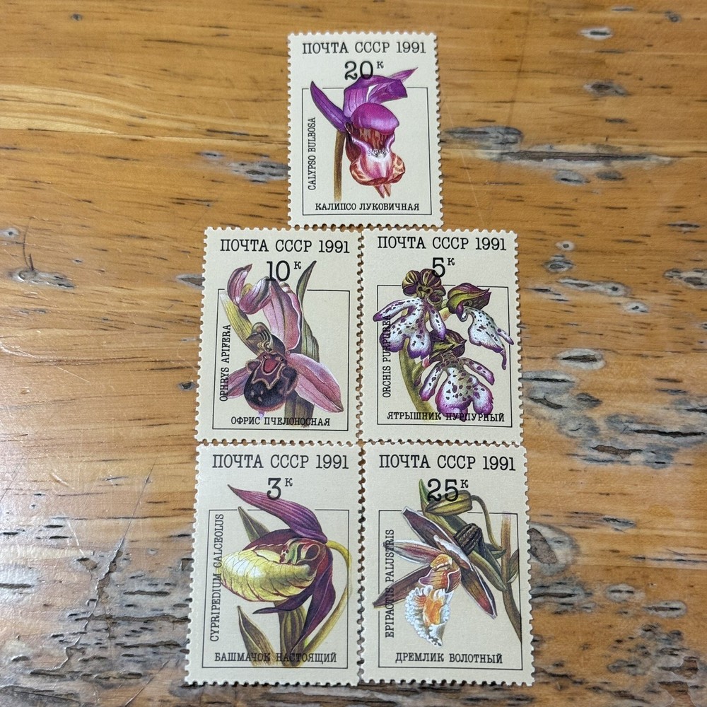 ORCHIDS USSR  (1991) SCOTT 5994-5998 MNH