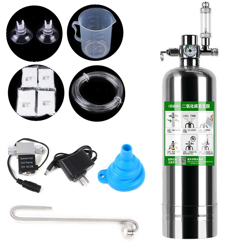 2L Fish Tank Aquarium CO2 Diffuser Carbon Dioxide Atomiser Reactor Kit Supplies