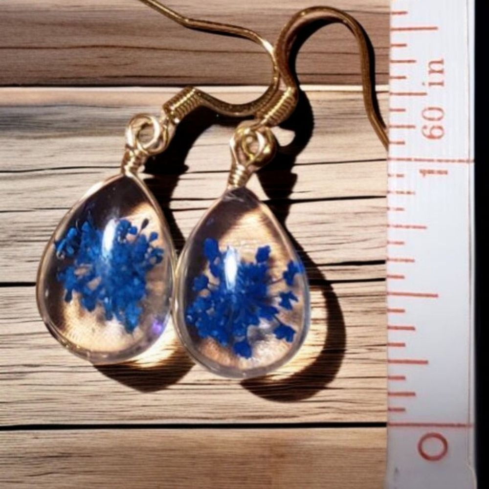 Fairycore Blue Flower Resin Earrings