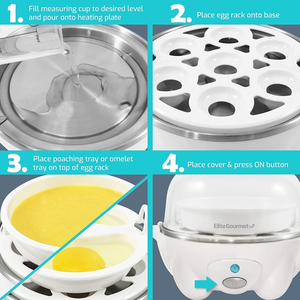 Rapid Egg Cooker for Hard, Medium, Soft Boiled Eggs & Omelets
