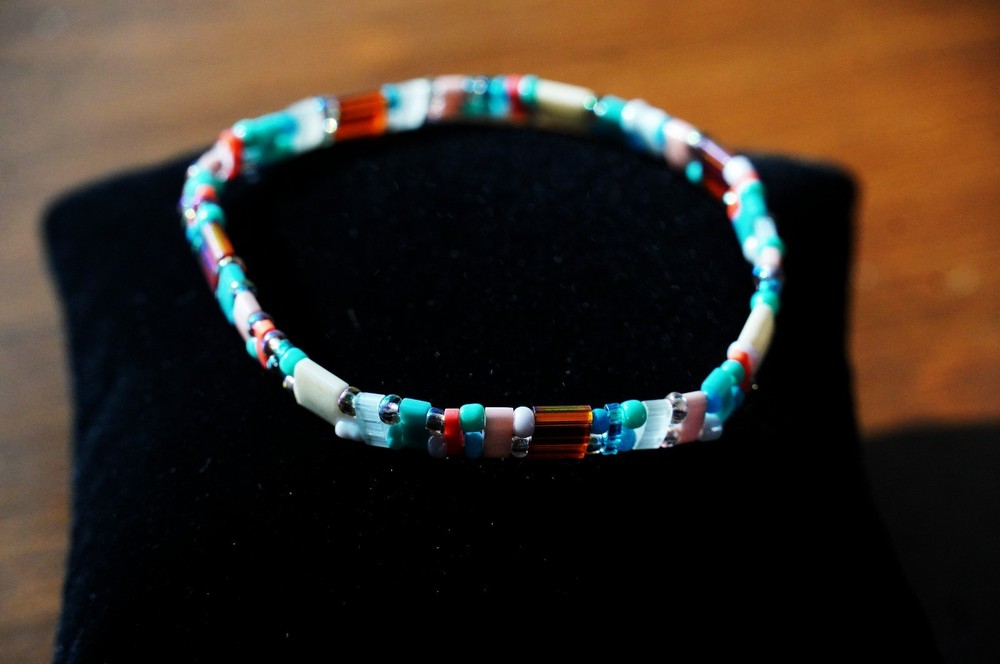 Multi-color Glass Bead 6.5" Stretch Bracelet