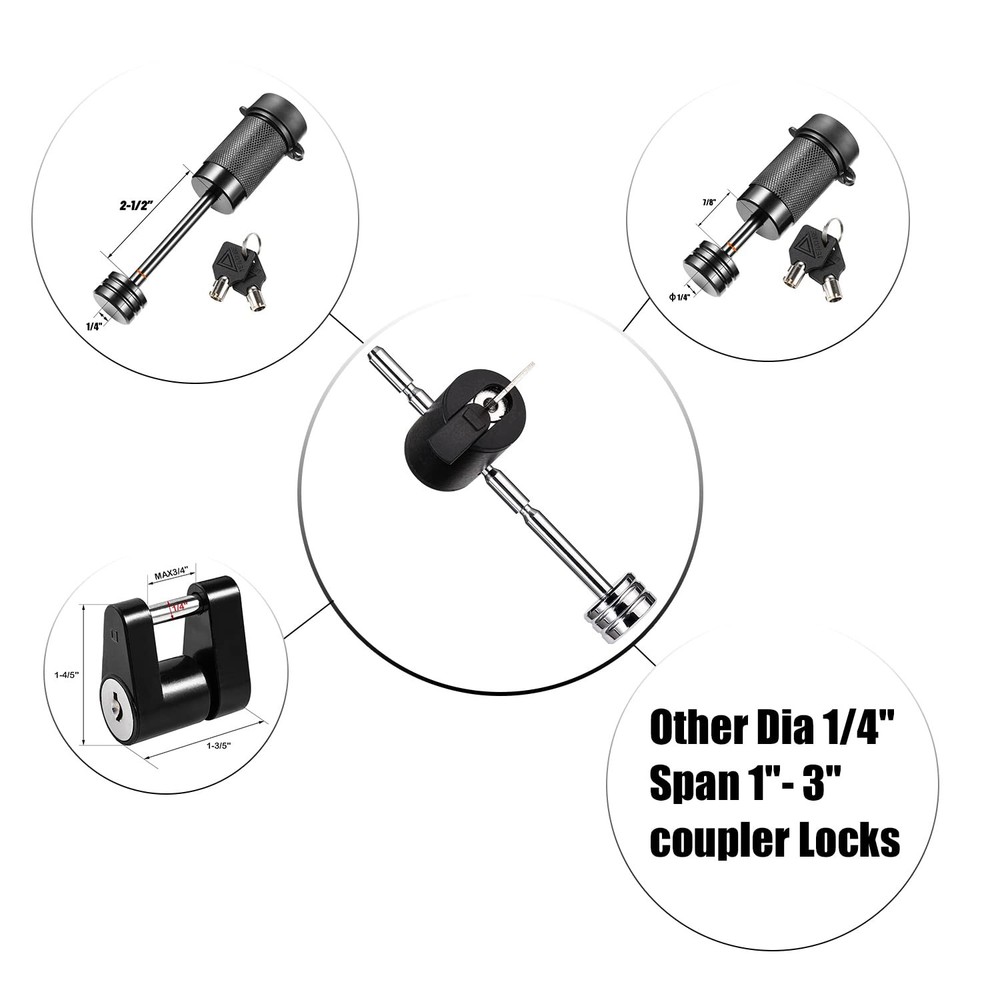 CZC AUTO Trailer Tongue Coupler Lock Adjustable 1 Pack, Silver