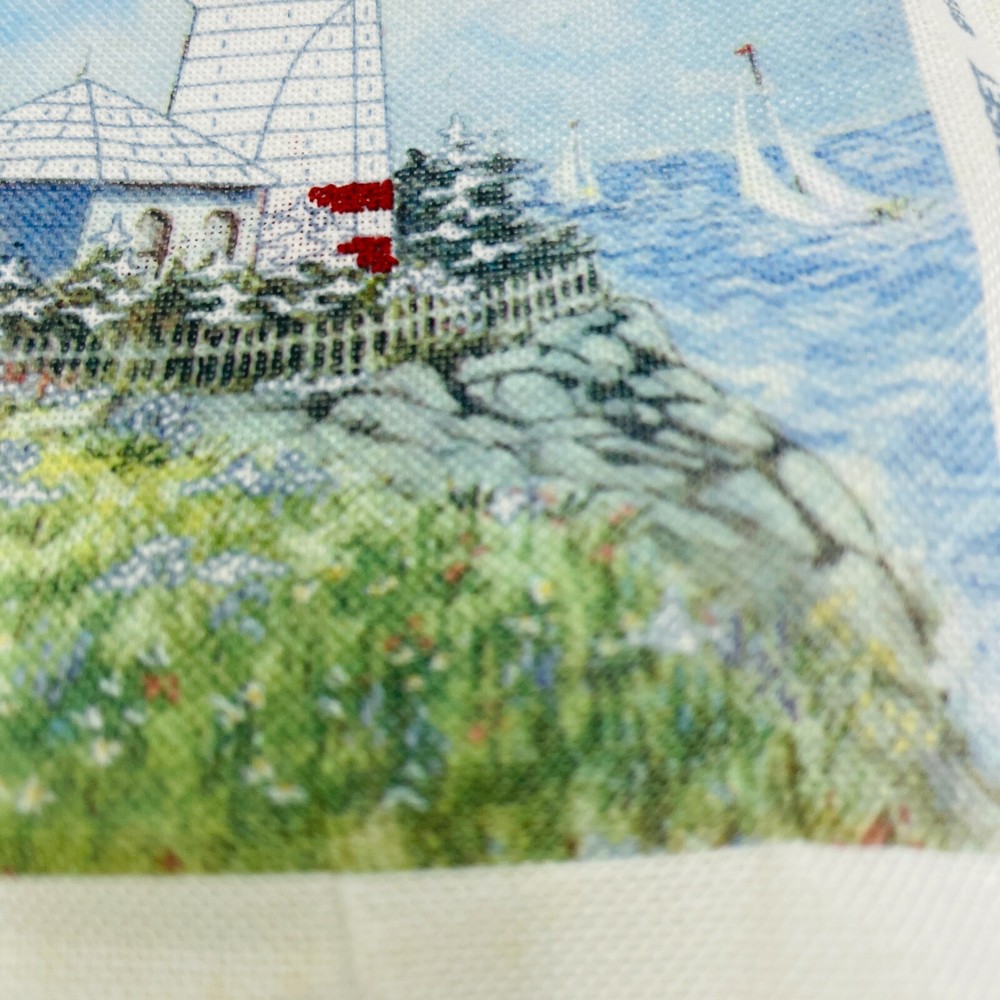 1997 Sunset Needlepoint Canvas Lighthouse 7.5" x 5" Started