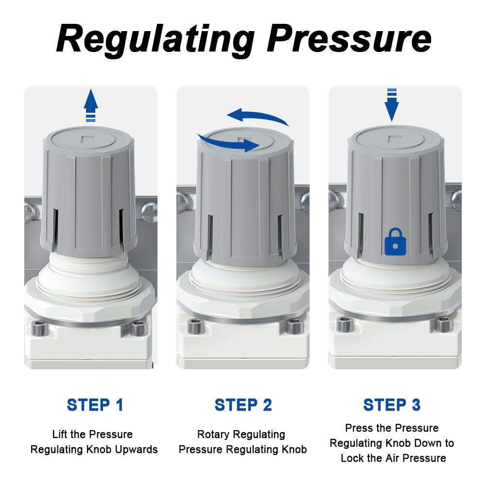 1/4" NPT Air Pressure RegulatorCompressed Air SystemMini Air Regulator AR2000...