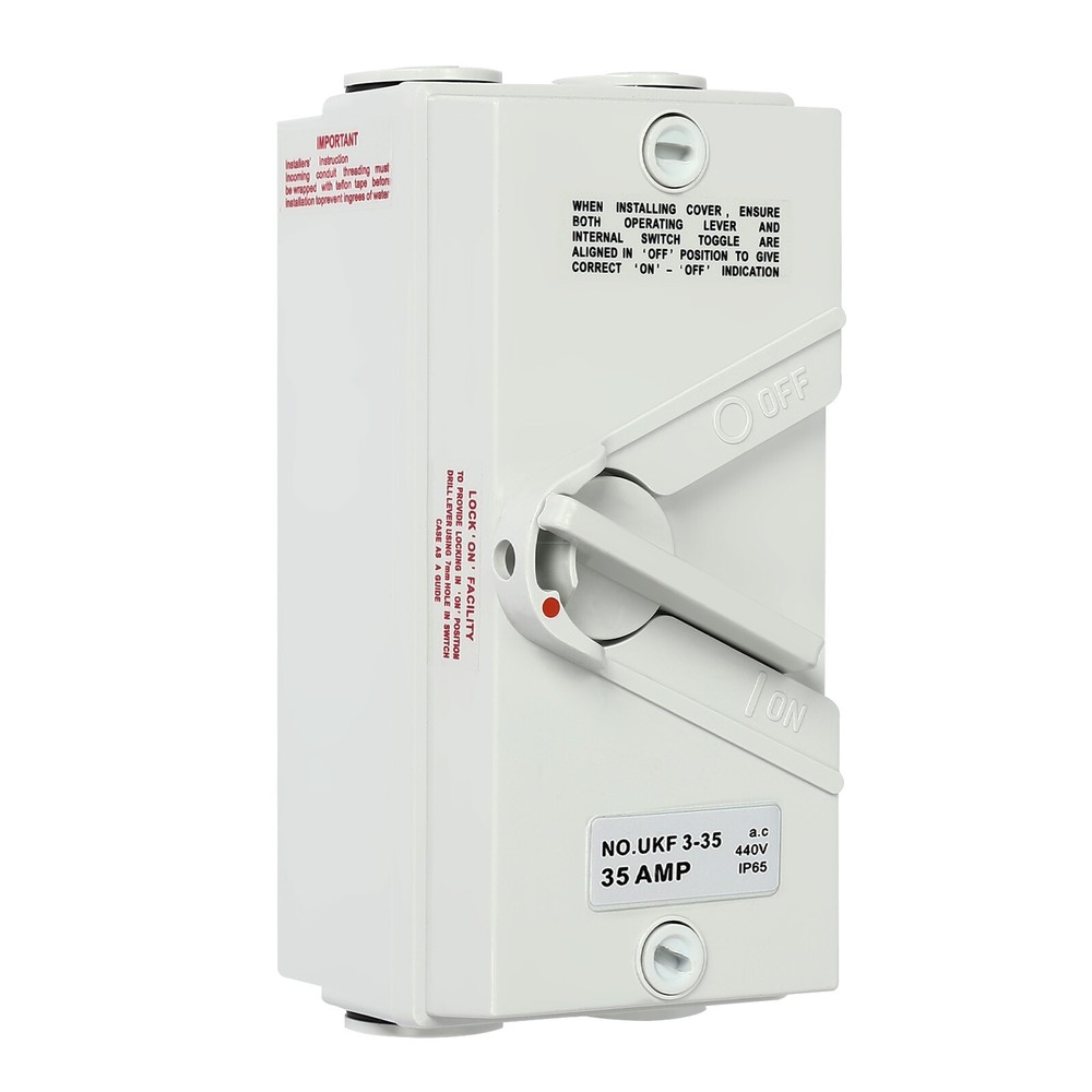 Wall Mounted Disconnector Switch 3-pole Isolation Switch Silver Contact 35a 440v