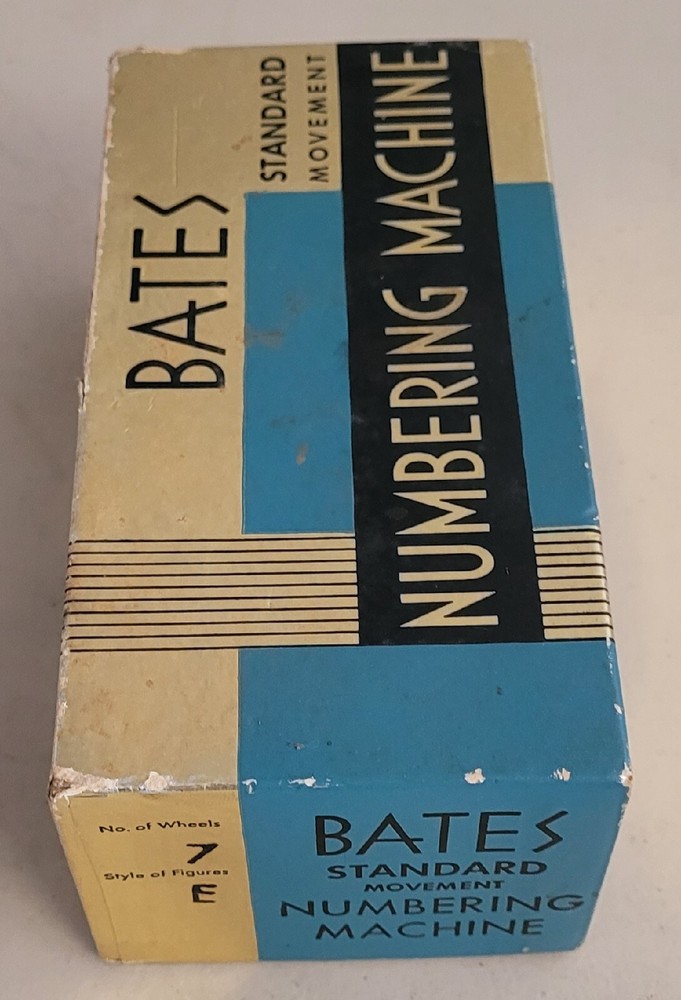 Vintage Bates Numbering Machine 7 Wheels Style E