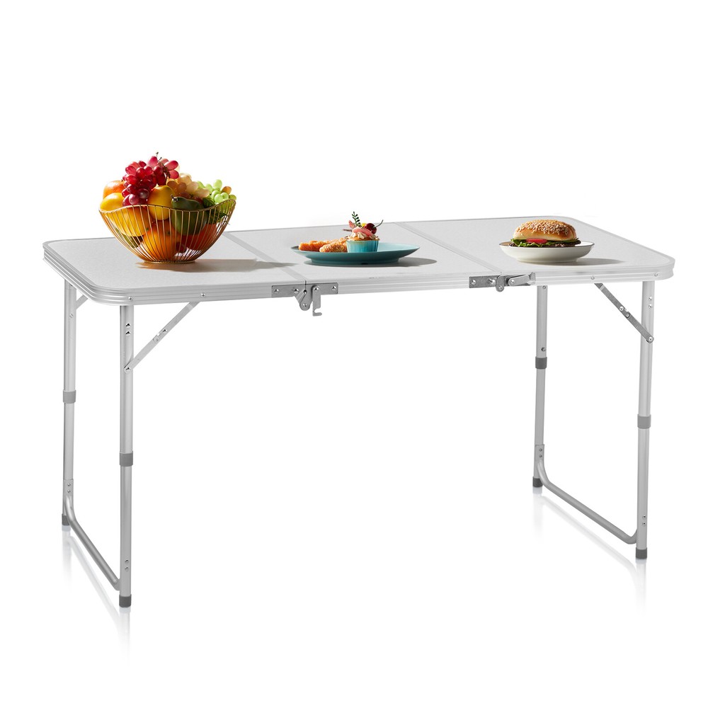 4ft Camping Folding Table Aluminum Portable Picnic Table with Adjustable Height