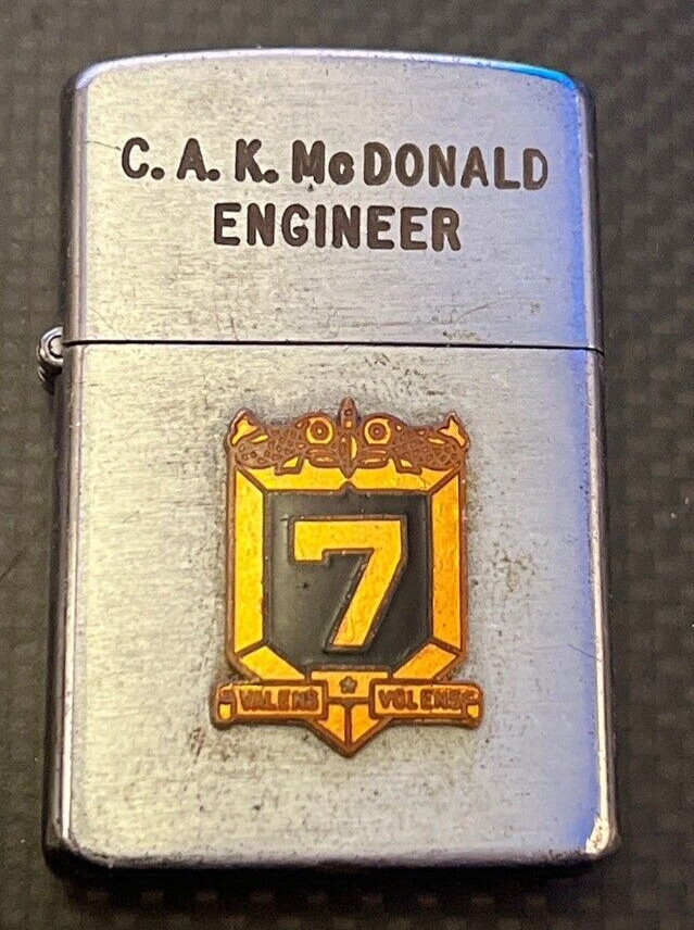 Squadron 7 USN Submariner Commander Cigarette Lighter 1960's Carlton McDonald