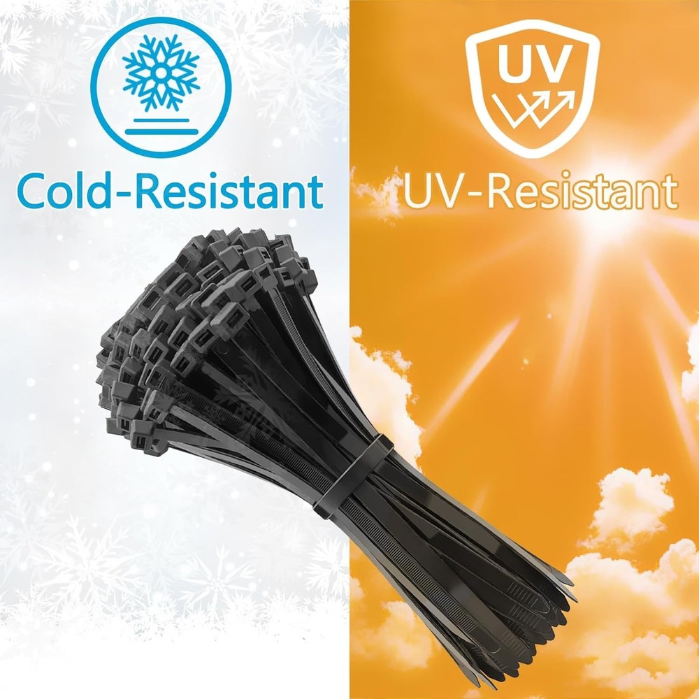 Multi-Purpose Zip Ties Assorted Sizes - 400 Count with Self-Locking Design